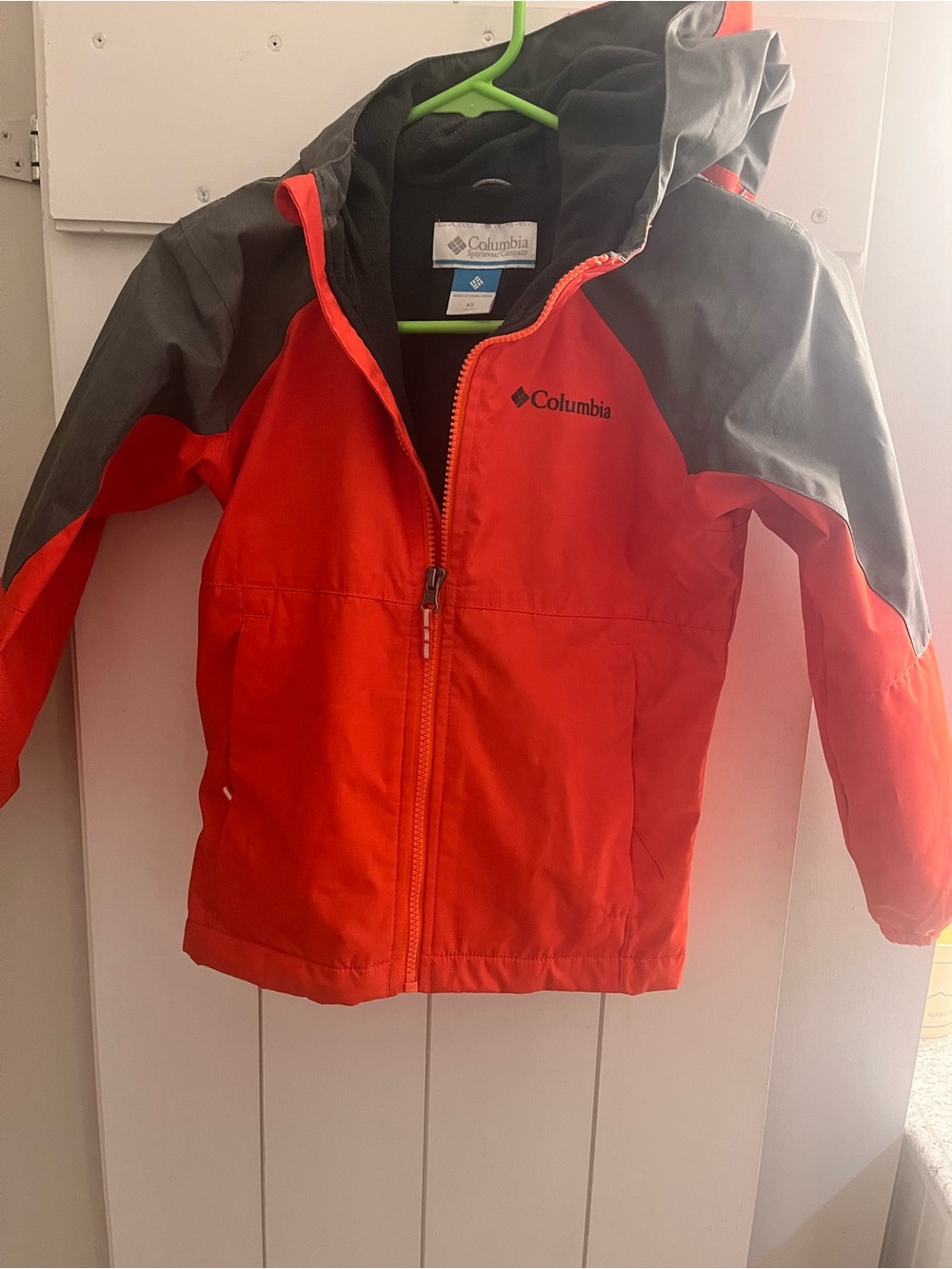 Columbia Kids Orange and Gray Waterproof Hooded Jacket